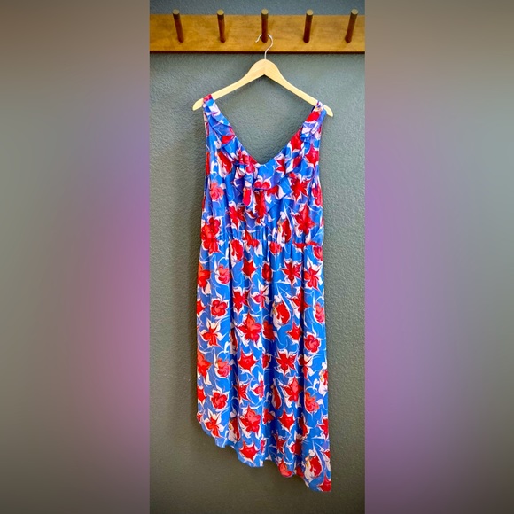 RACHEL ROY floral print XL dress, asymmetric hemline w/ leather belt - like new. - Picture 2 of 15